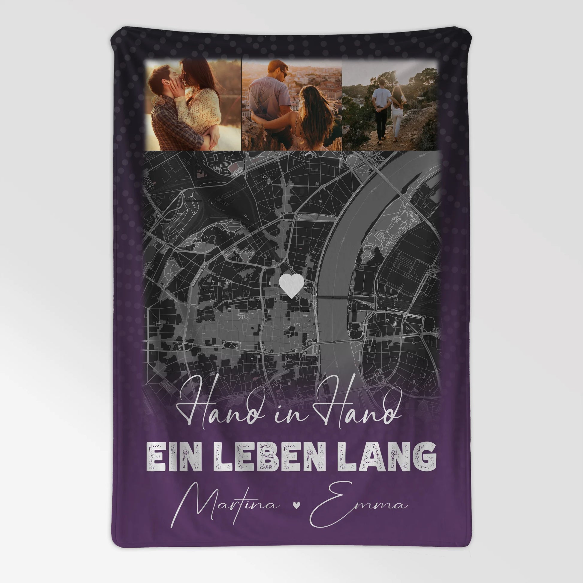 Personalisierte Namensdecke mit 4 Fotos und Karte Ti Amo Italienisch Geschenk für Liebhaber 7