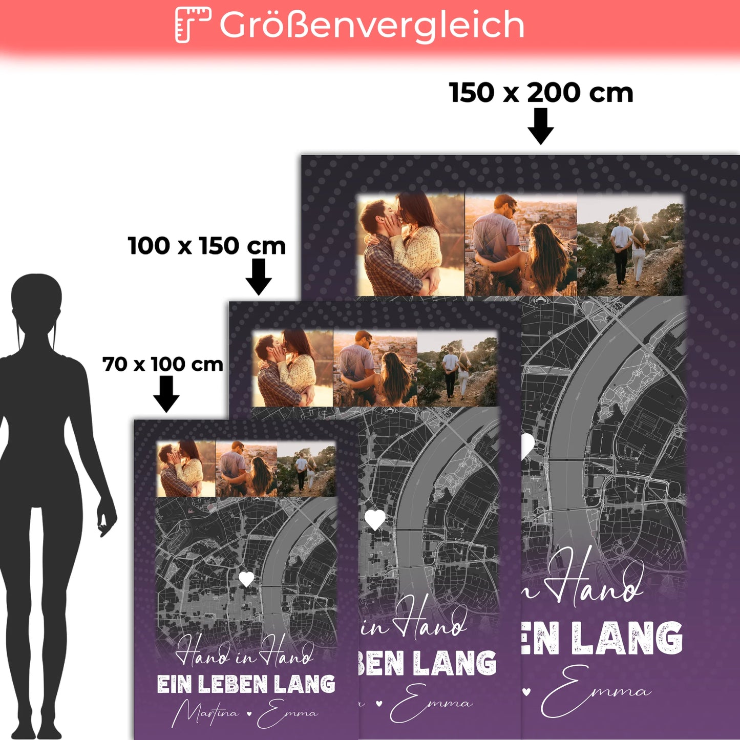 Personalisierte Namensdecke mit 4 Fotos und Karte Ti Amo Italienisch Geschenk für Liebhaber 5