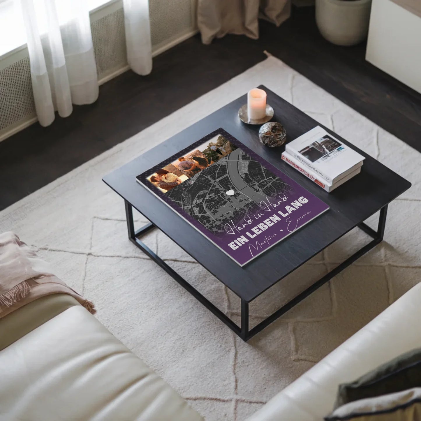 Personalisierbares Fotoboard Magnet Wandbild mit 4 Fotos und Karte Ti Amo Italienisch für individuelle Geschenke 3
