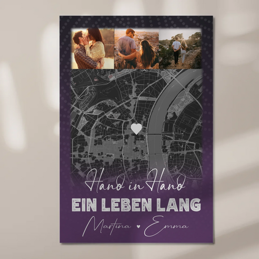 Personalisierbares Fotoboard Magnet Wandbild mit 4 Fotos und Karte Ti Amo Italienisch für individuelle Geschenke 1