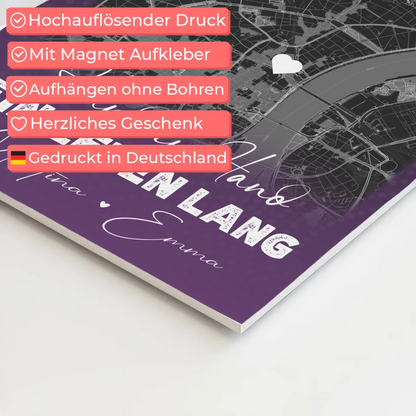 Personalisierbares Fotoboard Magnet Wandbild mit 4 Fotos und Karte Ti Amo Italienisch für individuelle Geschenke 4