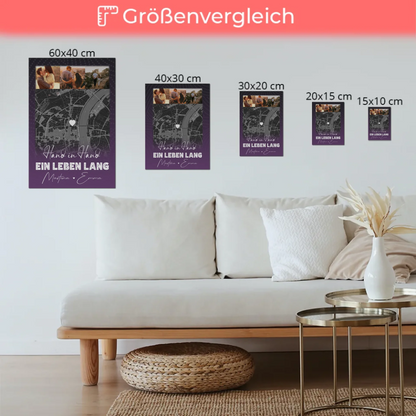 Personalisierbares Fotoboard Magnet Wandbild mit 4 Fotos und Karte Ti Amo Italienisch für individuelle Geschenke