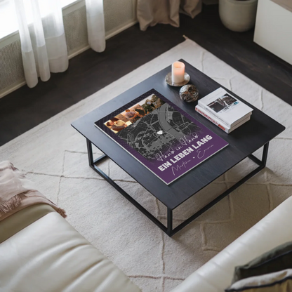 Personalisierbares Fotoboard Magnet Wandbild mit 4 Fotos und Karte Ti Amo Italienisch für individuelle Geschenke