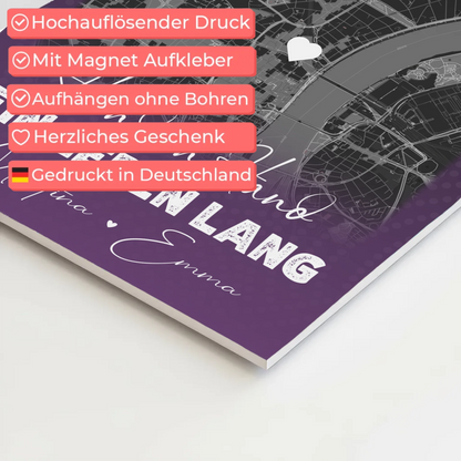Personalisierbares Fotoboard Magnet Wandbild mit 4 Fotos und Karte Ti Amo Italienisch für individuelle Geschenke