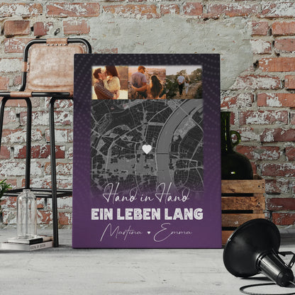 Personalisierte Pärchen Leinwand mit 4 Fotos und Karte Ti Amo Italienisch Geschenk