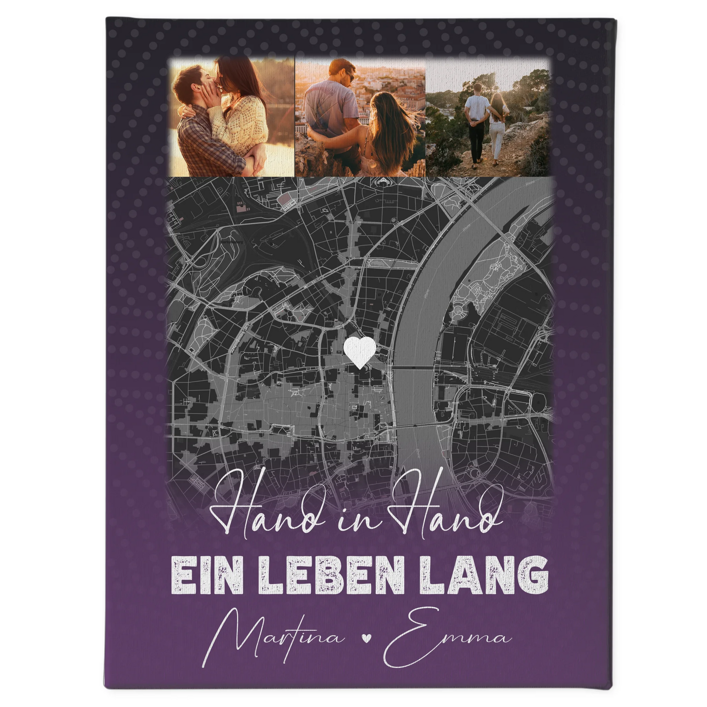 Personalisierte Pärchen Leinwand mit 4 Fotos und Karte Ti Amo Italienisch Geschenk