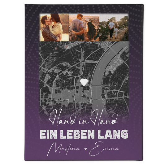 Personalisierte Pärchen Leinwand mit 4 Fotos und Karte Ti Amo Italienisch Geschenk