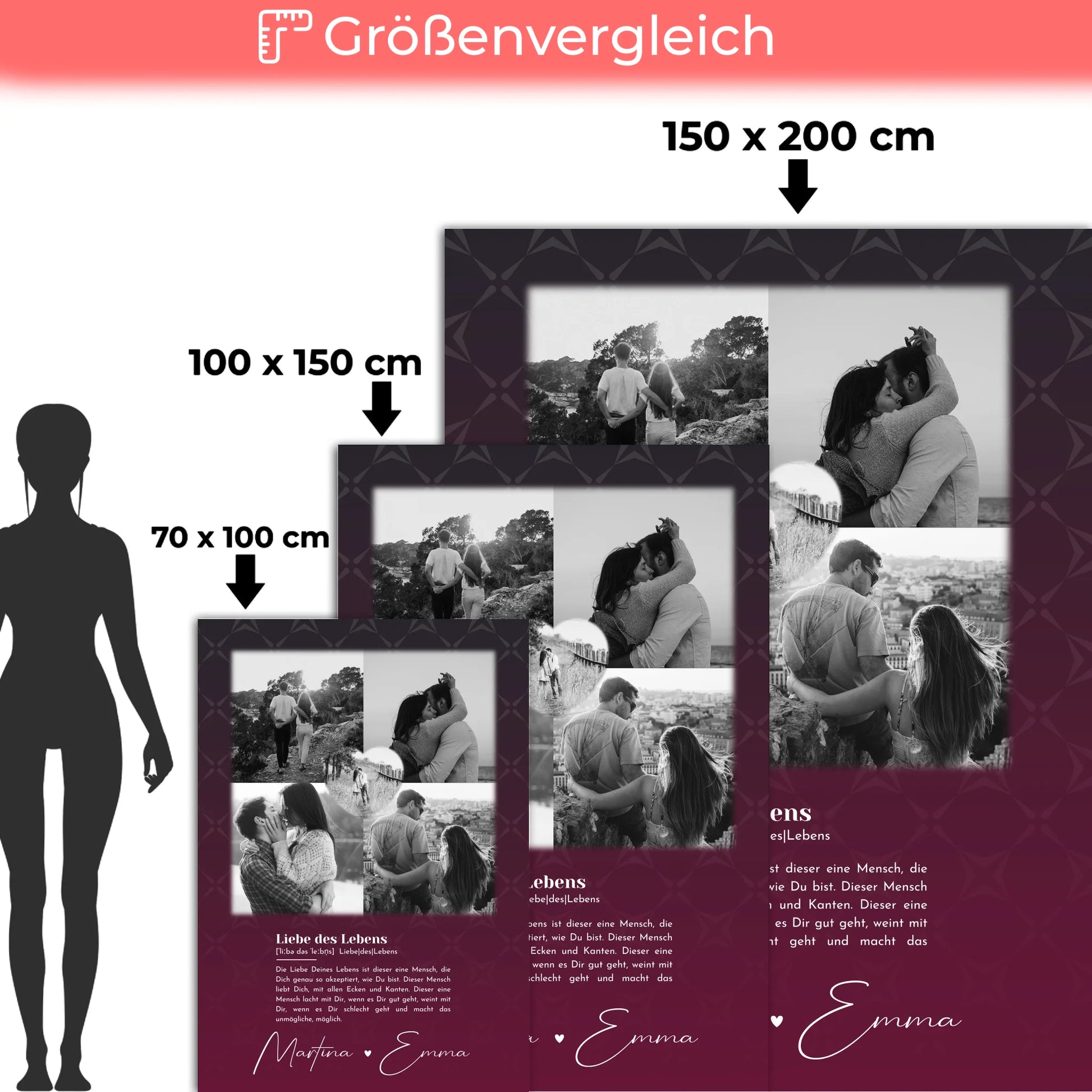 Decke Mit Namen 4 Fotos und 1 Herz Foto Ya tebya lyublyu Liebe auf Russisch 5