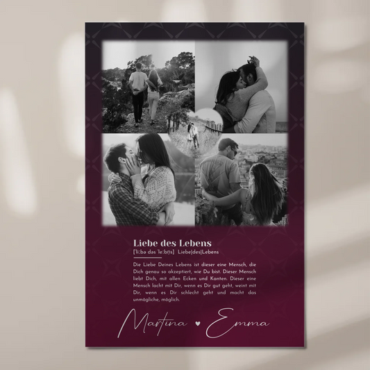 Fotoboard mit 4 Fotos und Herz Foto Ya tebya lyublyu Liebe auf Russisch Magnetposter 1