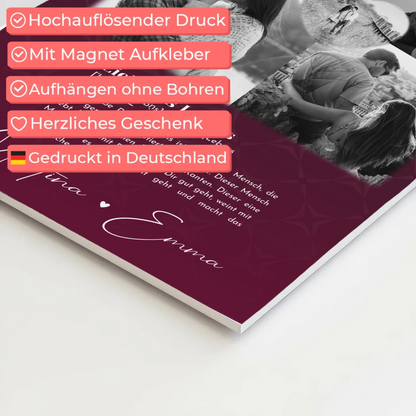 Fotoboard mit 4 Fotos und Herz Foto Ya tebya lyublyu Liebe auf Russisch Magnetposter 4