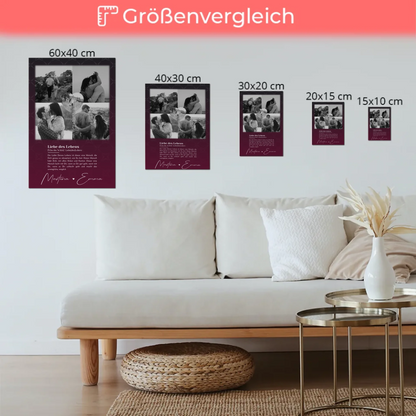 Fotoboard mit 4 Fotos und Herz Foto Ya tebya lyublyu Liebe auf Russisch Magnetposter 6