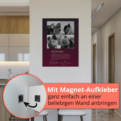 Fotoboard mit 4 Fotos und Herz Foto Ya tebya lyublyu Liebe auf Russisch Magnetposter
