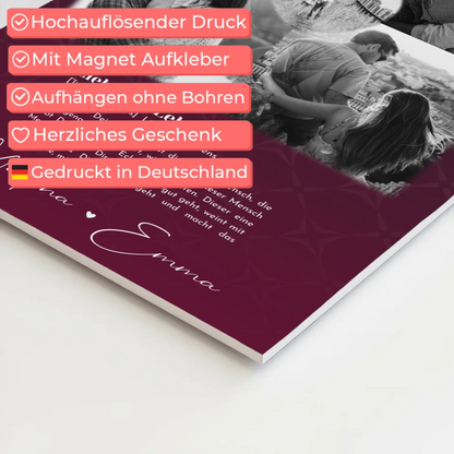 Fotoboard mit 4 Fotos und Herz Foto Ya tebya lyublyu Liebe auf Russisch Magnetposter