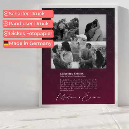 Personalisierte Poster Partner 4 Fotos Herz Foto Ya tebya lyublyu Liebe Russisch