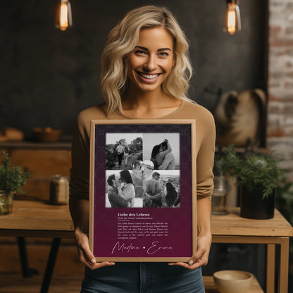 Personalisierte Poster Partner 4 Fotos Herz Foto Ya tebya lyublyu Liebe Russisch