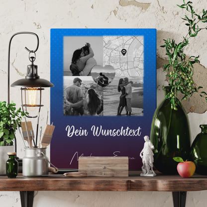 Pärchen Leinwand mit 3 Fotos Herz Foto Karte Wunschtext Te iubesc Liebe auf Rumänisch