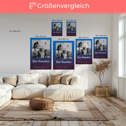 Pärchen Leinwand mit 3 Fotos Herz Foto Karte Wunschtext Te iubesc Liebe auf Rumänisch