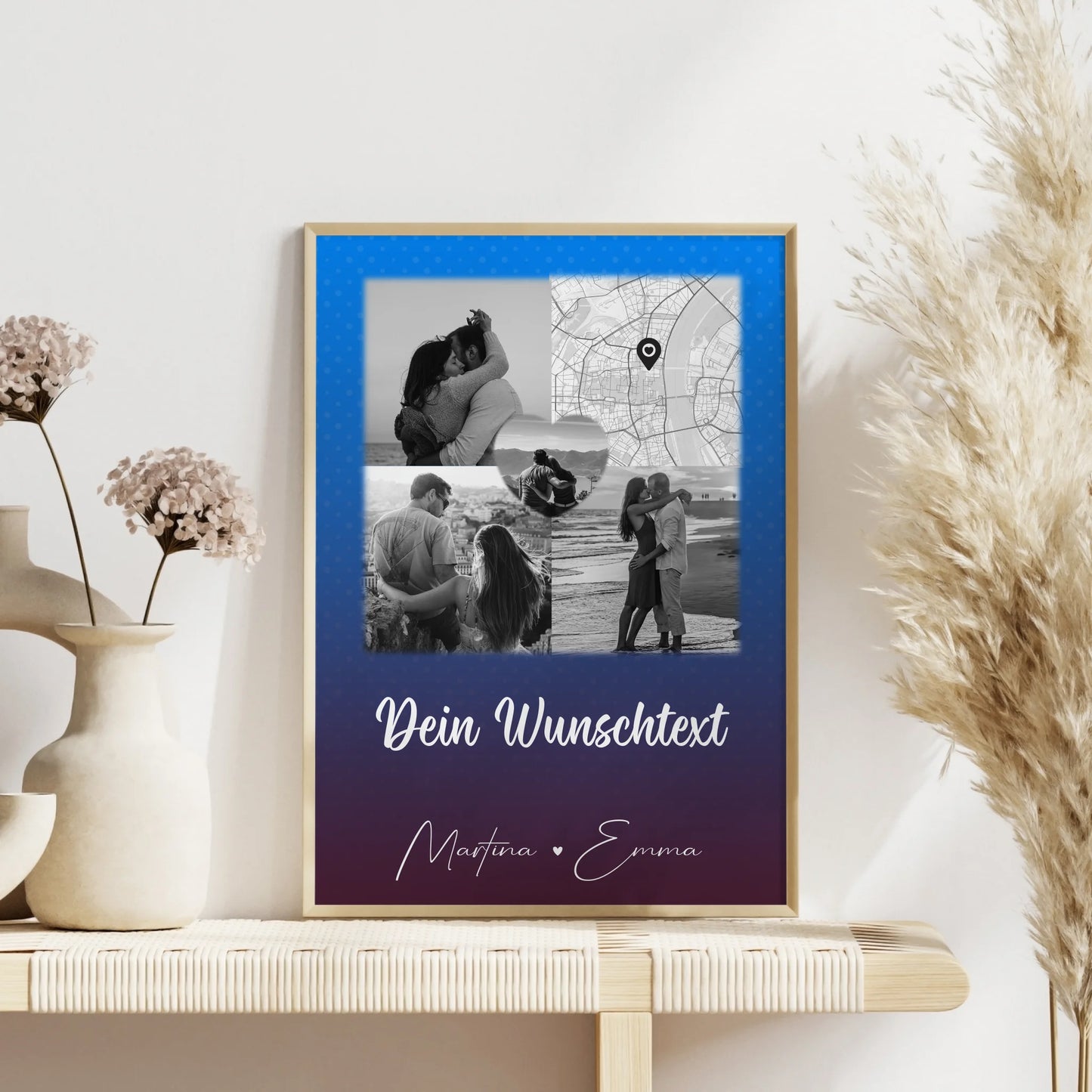 Liebes Poster Te iubesc mit 3 Fotos Herz Foto Karte Wunschtext