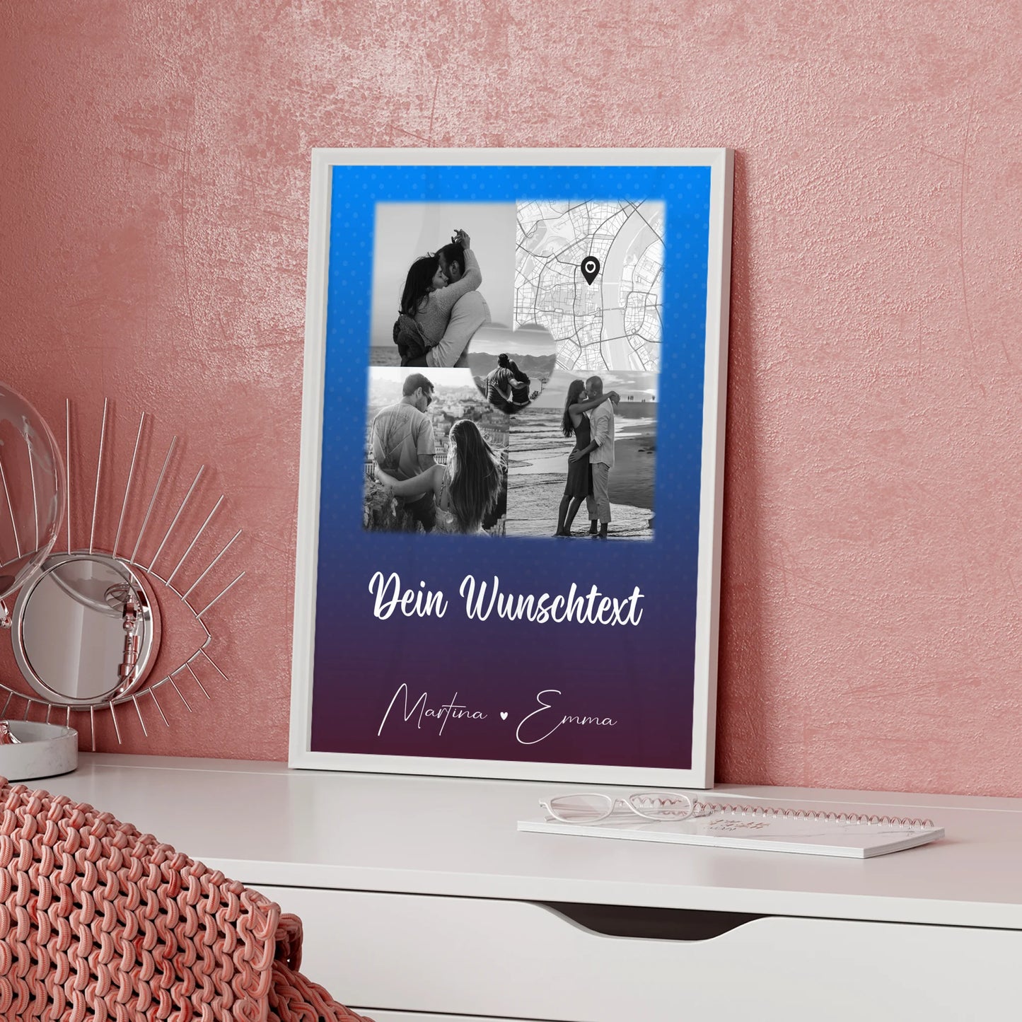 Liebes Poster Te iubesc mit 3 Fotos Herz Foto Karte Wunschtext