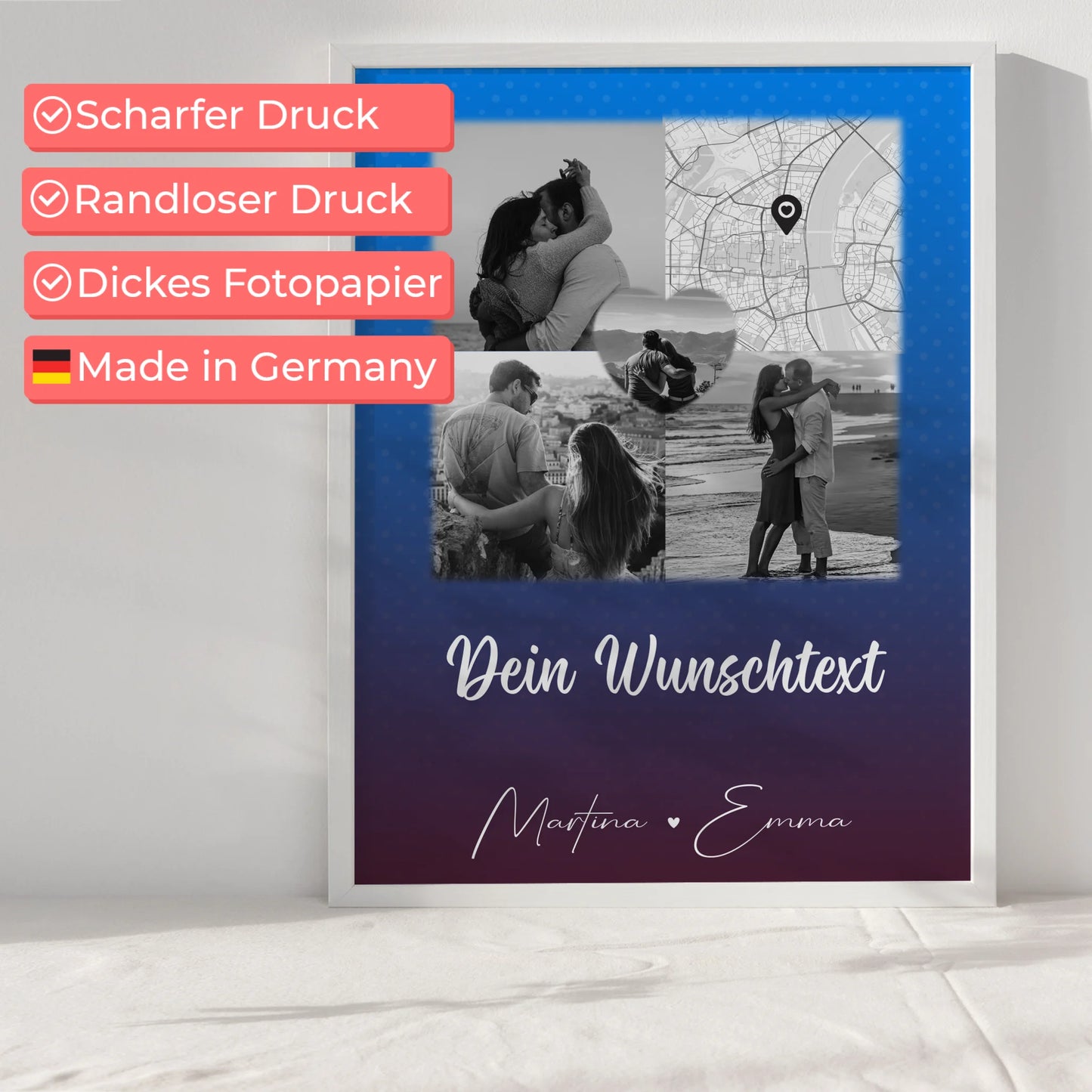 Liebes Poster Te iubesc mit 3 Fotos Herz Foto Karte Wunschtext