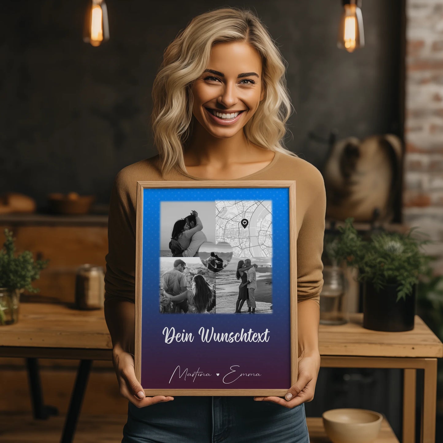 Liebes Poster Te iubesc mit 3 Fotos Herz Foto Karte Wunschtext