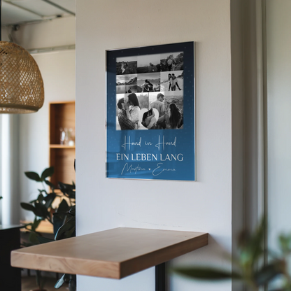 Personalisierte Geschenke mit Foto Mit Acrylglas 8 Fotos und 1 Herz Foto Miluji Tě Liebe auf Tschechisch