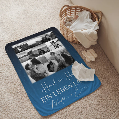 Personalisierte Namensdecke mit 8 Fotos und Herzfoto Miluji tě Liebe auf Tschechisch 2