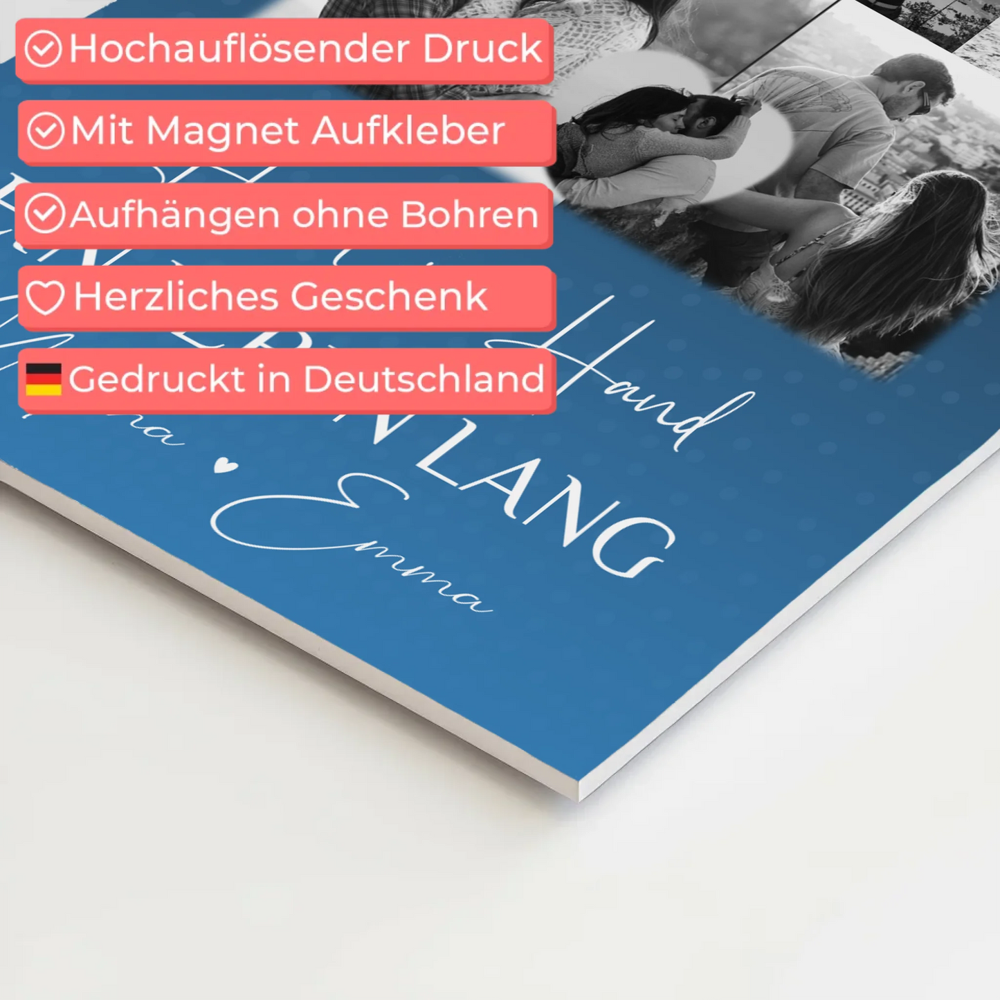 Personalisierbares Fotoboard Poster Magnetisch mit 8 Fotos und Herzmotiv Miluji Tě Liebe auf Tschechisch 10