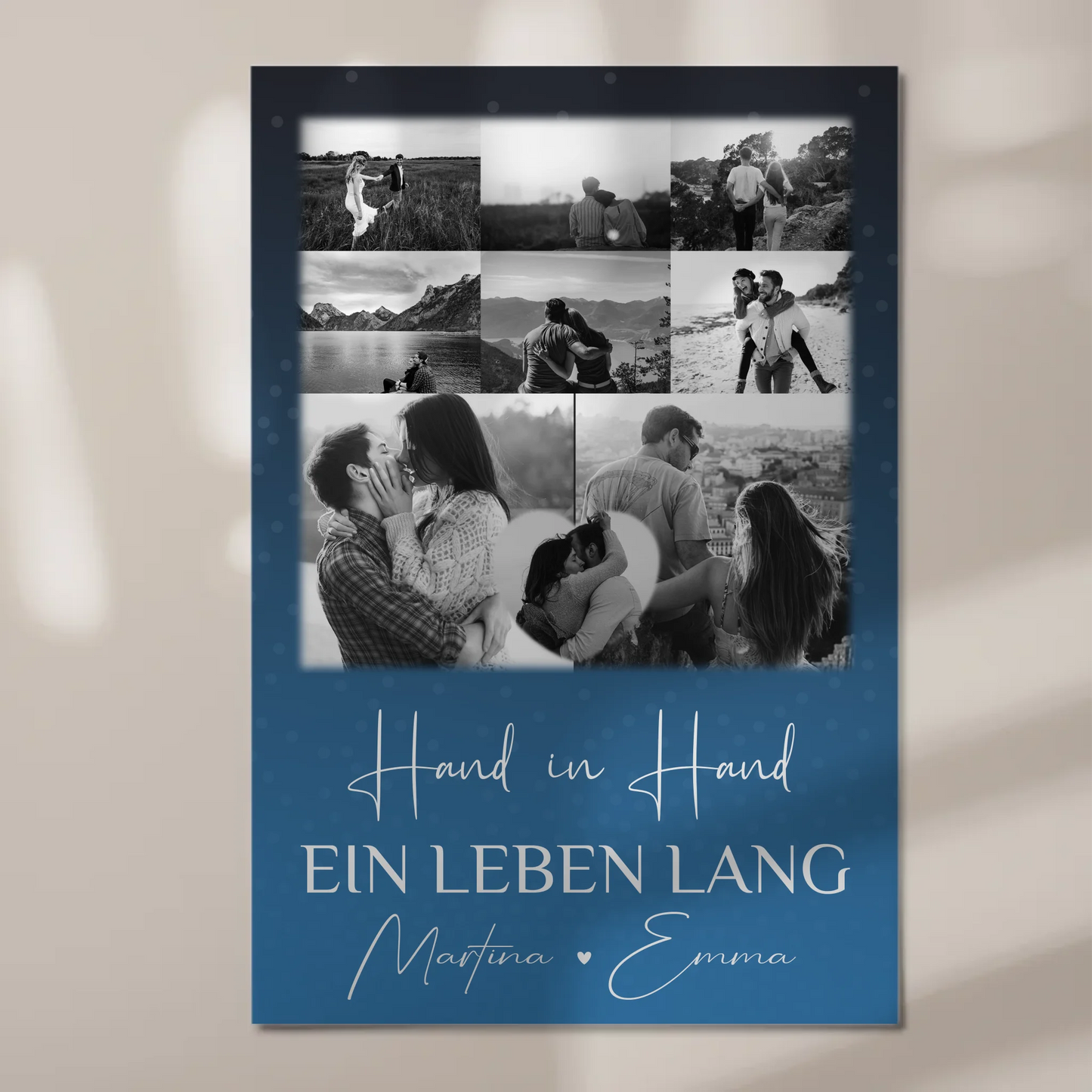 Personalisierbares Fotoboard Poster Magnetisch mit 8 Fotos und Herzmotiv Miluji Tě Liebe auf Tschechisch