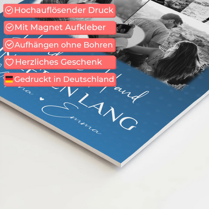 Personalisierbares Fotoboard Poster Magnetisch mit 8 Fotos und Herzmotiv Miluji Tě Liebe auf Tschechisch