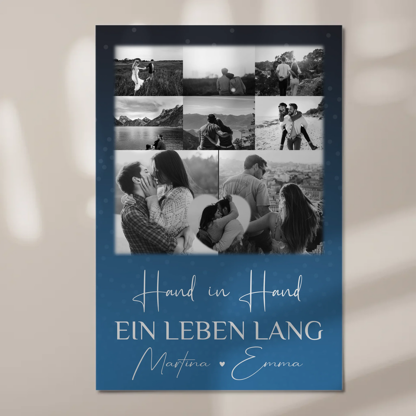 Personalisierbares Fotoboard Poster Magnetisch mit 8 Fotos und Herzmotiv Miluji Tě Liebe auf Tschechisch