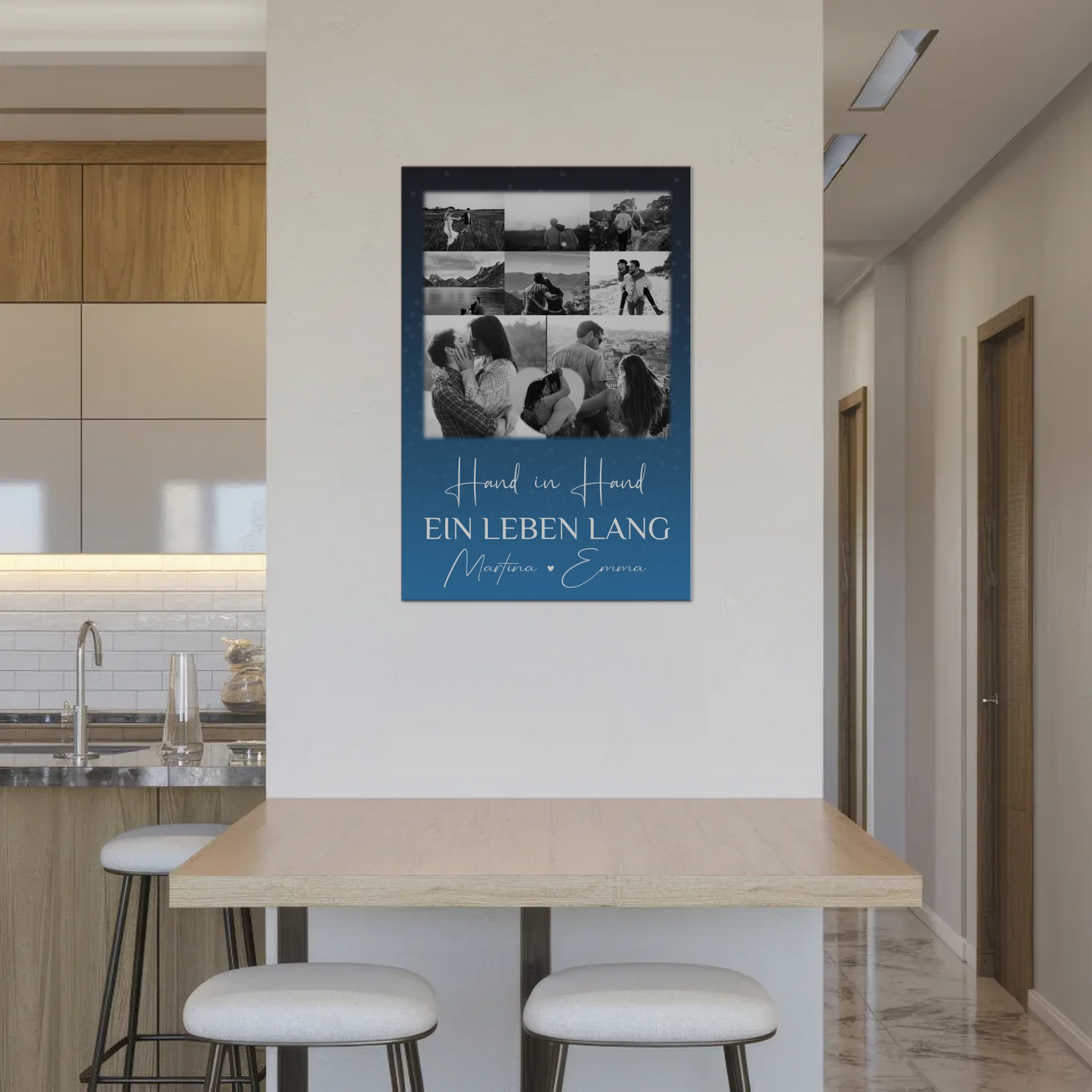 Personalisierbares Fotoboard Poster Magnetisch mit 8 Fotos und Herzmotiv Miluji Tě Liebe auf Tschechisch