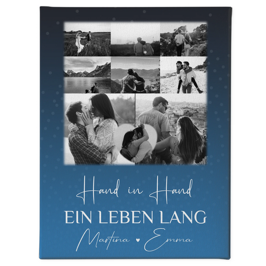 Pärchen Leinwand mit 8 Fotos und Herz Foto Miluji Tě Liebe auf Tschechisch personalisiertes Geschenk
