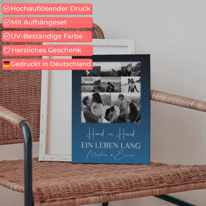 Pärchen Leinwand mit 8 Fotos und Herz Foto Miluji Tě Liebe auf Tschechisch personalisiertes Geschenk