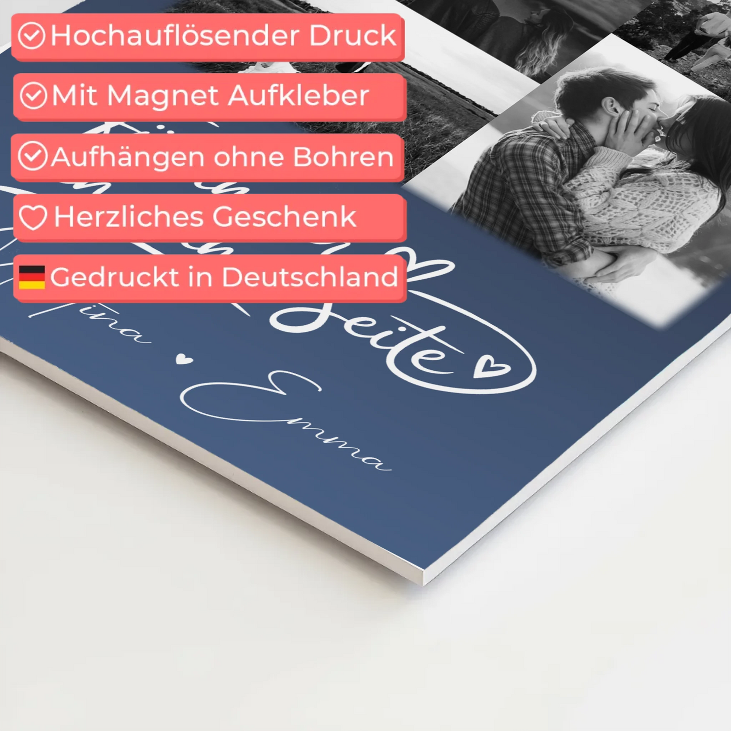 Magnetposter Fotoboard mit 9 Fotos Kocham cię Liebe auf Polnisch personalisiertes Geschenk 4