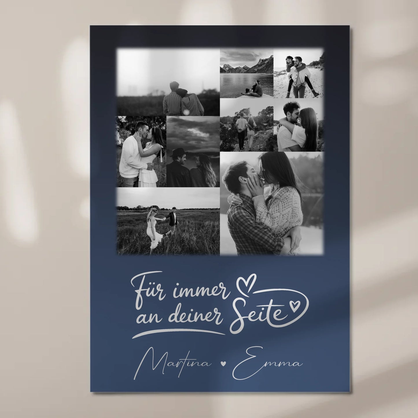 Magnetposter Fotoboard mit 9 Fotos Kocham cię Liebe auf Polnisch personalisiertes Geschenk 7