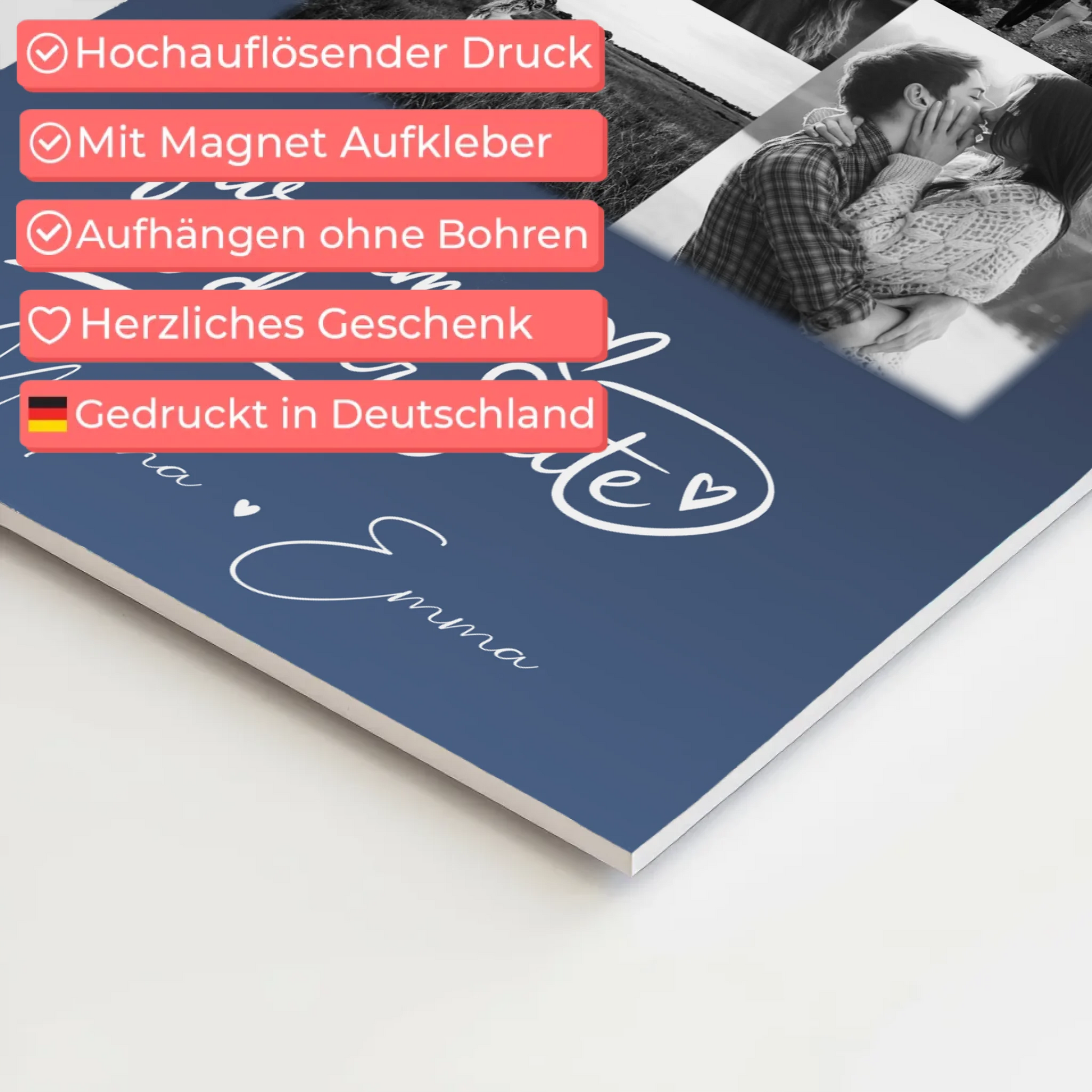 Magnetposter Fotoboard mit 9 Fotos Kocham cię Liebe auf Polnisch personalisiertes Geschenk 10