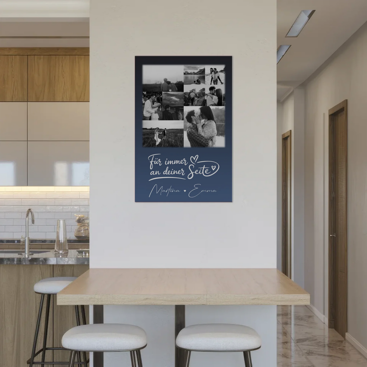 Magnetposter Fotoboard mit 9 Fotos Kocham cię Liebe auf Polnisch personalisiertes Geschenk