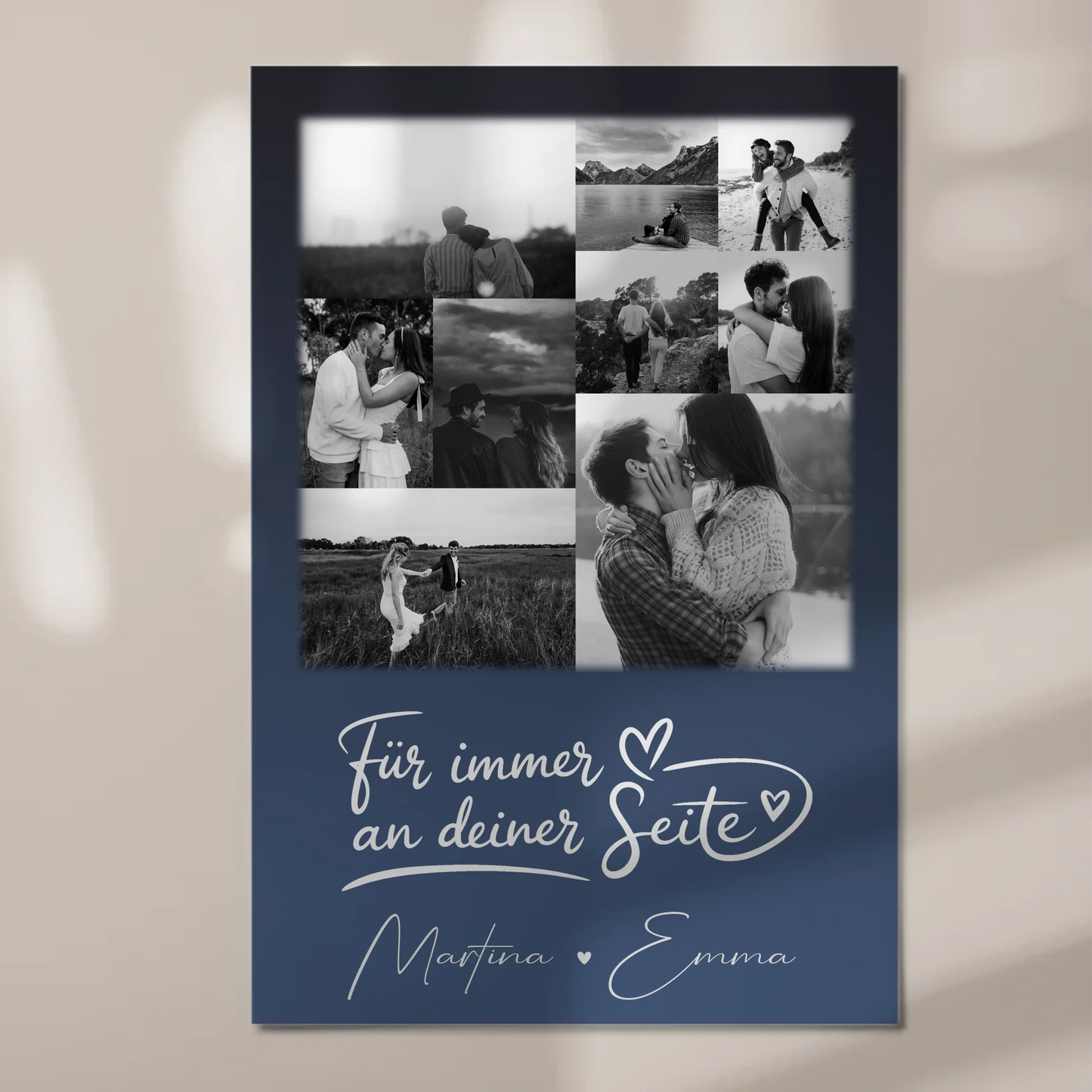 Magnetposter Fotoboard mit 9 Fotos Kocham cię Liebe auf Polnisch personalisiertes Geschenk