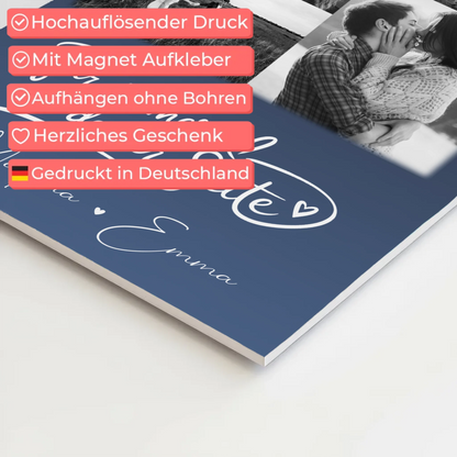 Magnetposter Fotoboard mit 9 Fotos Kocham cię Liebe auf Polnisch personalisiertes Geschenk