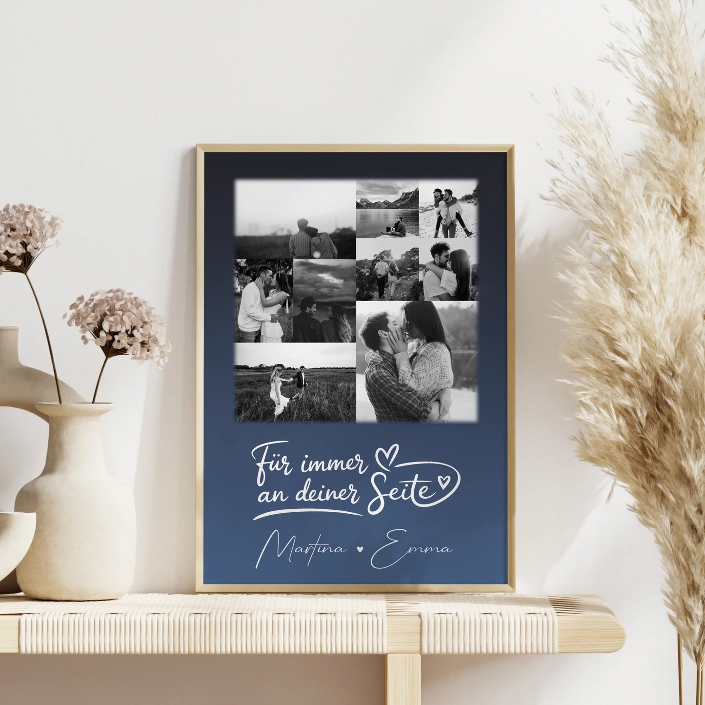 Liebesposter mit 9 Fotos Kocham cie Liebe auf Polnisch personalisiertes Geschenk für Paare