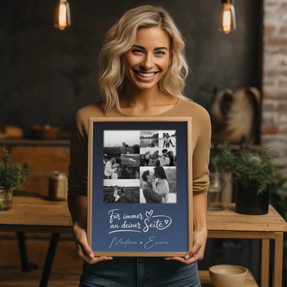 Liebesposter mit 9 Fotos Kocham cie Liebe auf Polnisch personalisiertes Geschenk für Paare