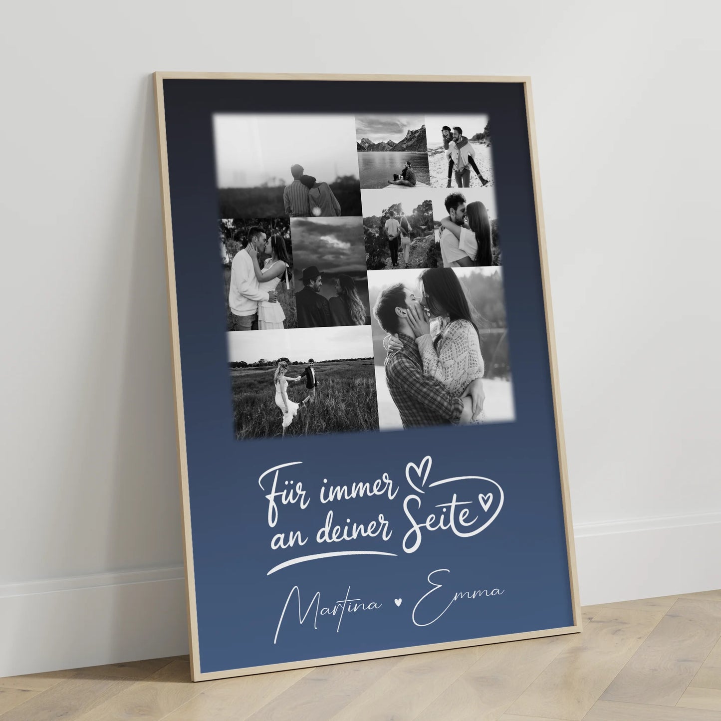 Liebesposter mit 9 Fotos Kocham cie Liebe auf Polnisch personalisiertes Geschenk für Paare