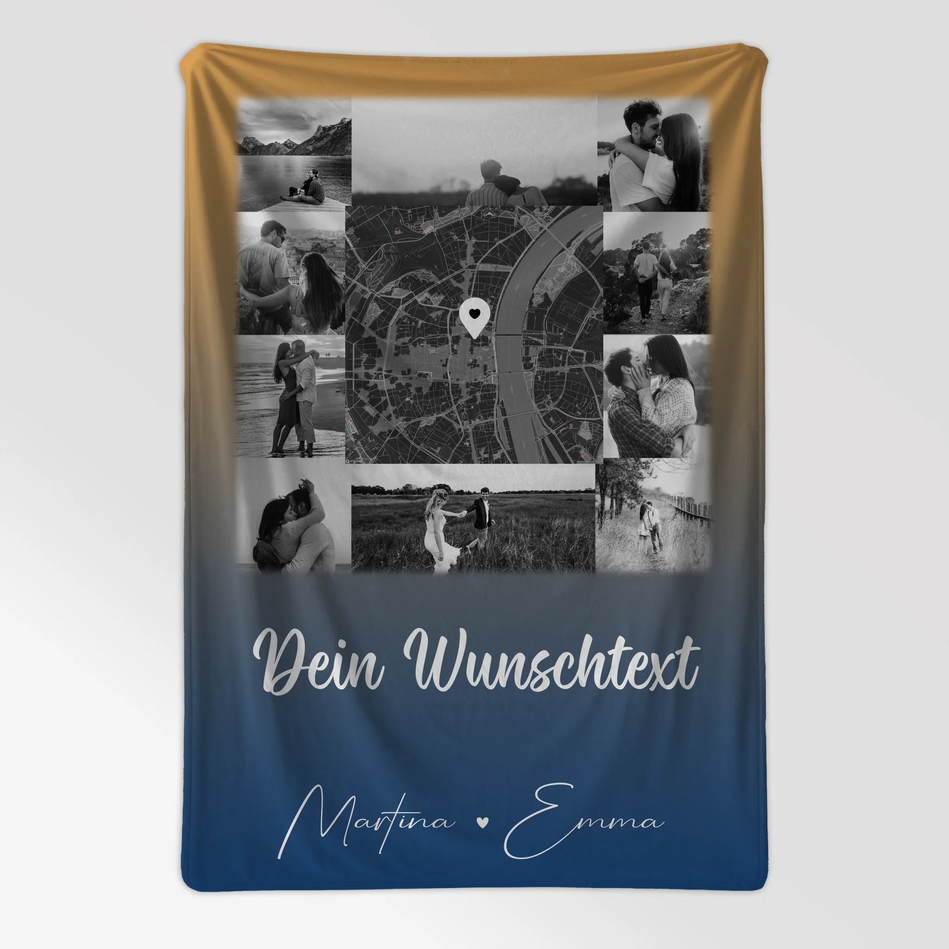 Personalisierte Namensdecke mit 10 Fotos Karte Wunschtext und Të dua Liebe auf Albanisch 7