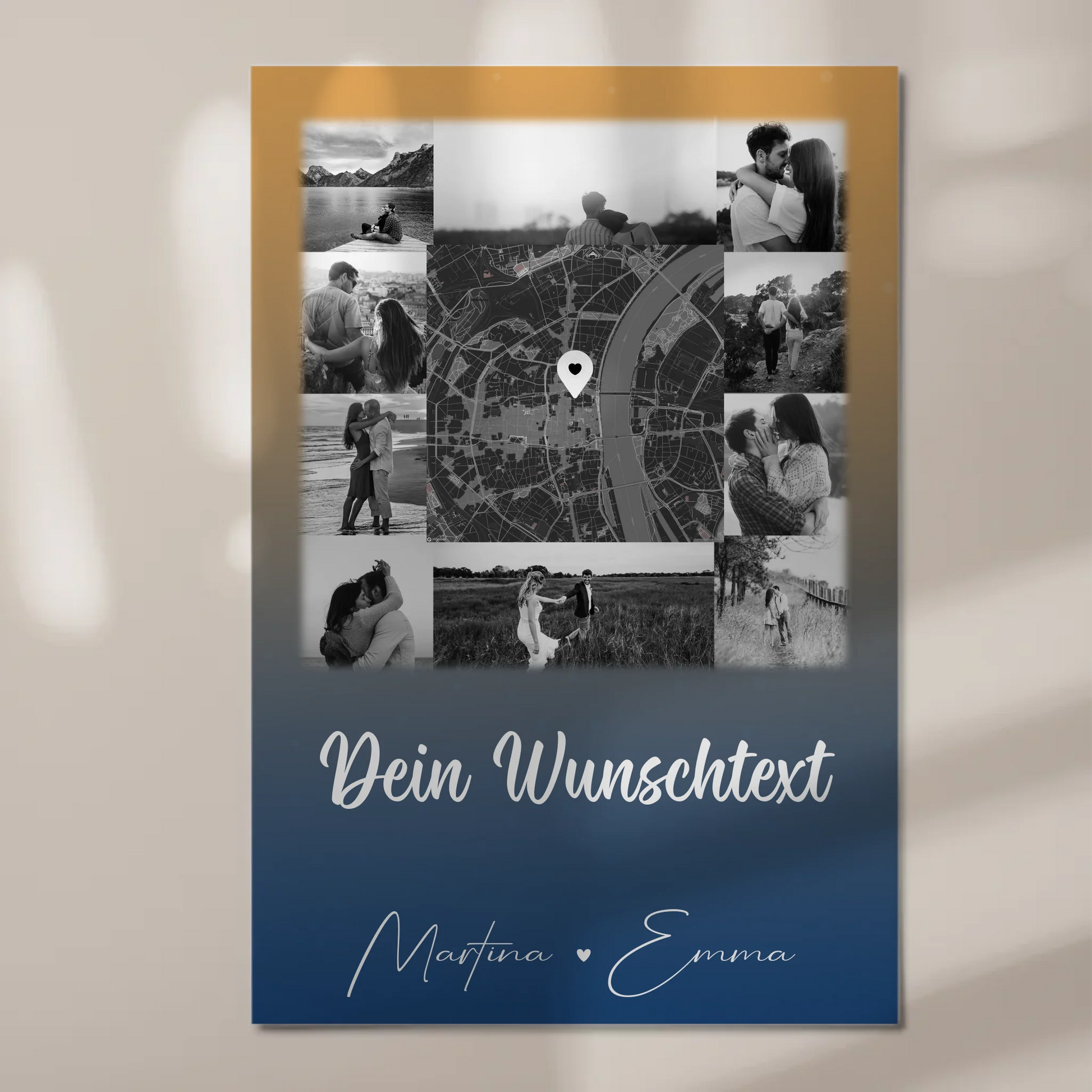 Personalisierbares Fotoboard Poster Magnetisch mit 10 Fotos Karte Wunschtext Të dua Liebe auf Albanisch 1