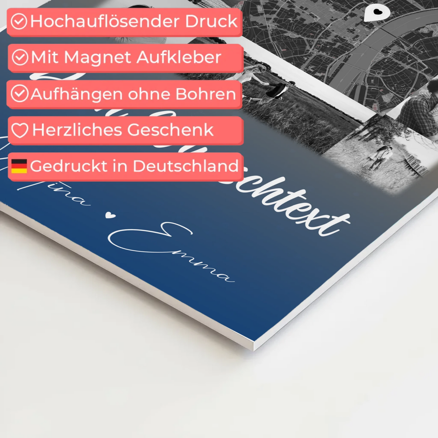 Personalisierbares Fotoboard Poster Magnetisch mit 10 Fotos Karte Wunschtext Të dua Liebe auf Albanisch 4