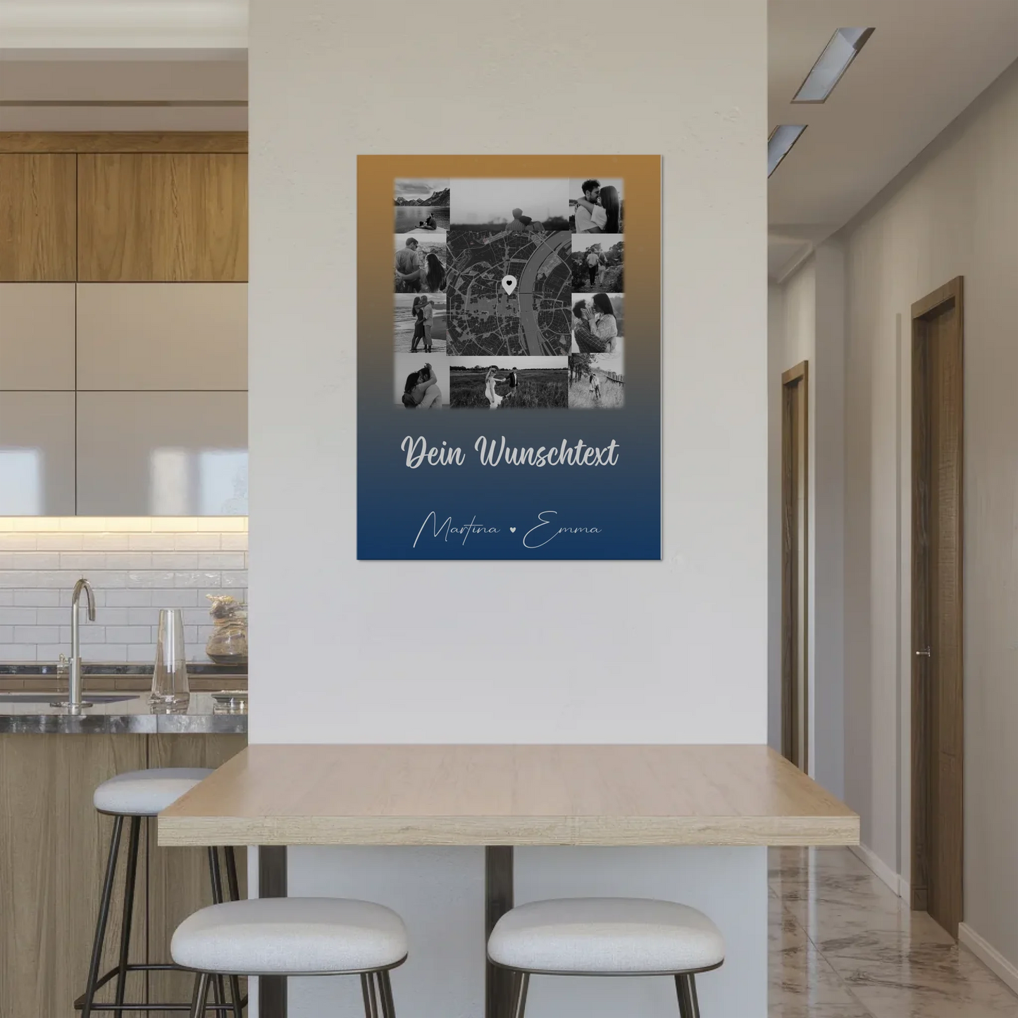 Personalisierbares Fotoboard Poster Magnetisch mit 10 Fotos Karte Wunschtext Të dua Liebe auf Albanisch