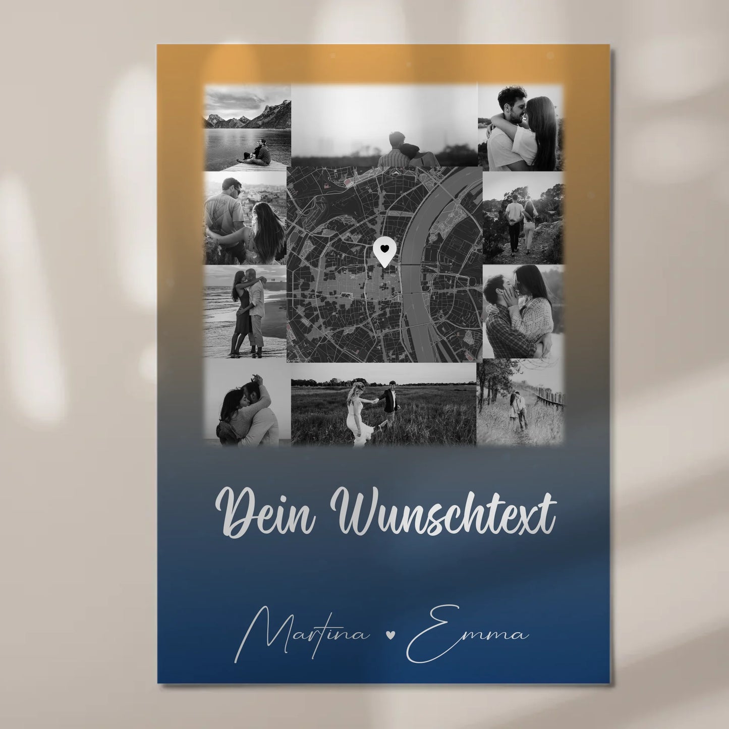 Personalisierbares Fotoboard Poster Magnetisch mit 10 Fotos Karte Wunschtext Të dua Liebe auf Albanisch