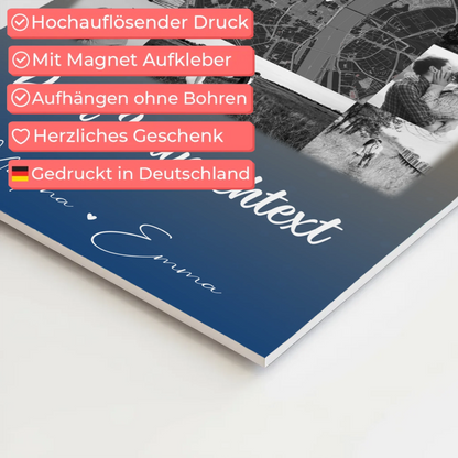 Personalisierbares Fotoboard Poster Magnetisch mit 10 Fotos Karte Wunschtext Të dua Liebe auf Albanisch