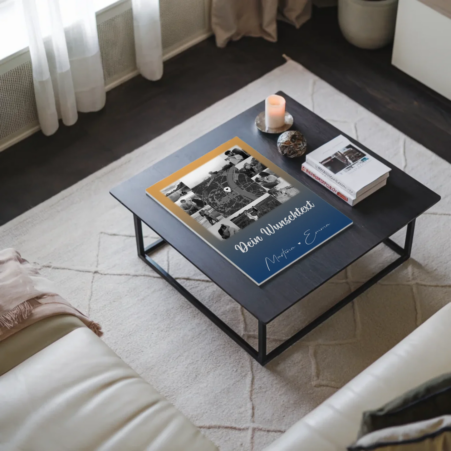 Personalisierbares Fotoboard Poster Magnetisch mit 10 Fotos Karte Wunschtext Të dua Liebe auf Albanisch